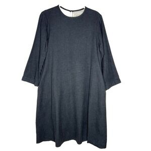 MUJI Size Medium Cotton Flannel Gray Dress Minimalist Lagenlook‎